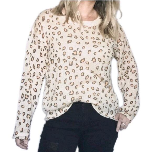 POL Cream Boho Oversized Cheetah Animal Print Sweater Size S NWT Lightweight - Picture 1 of 9